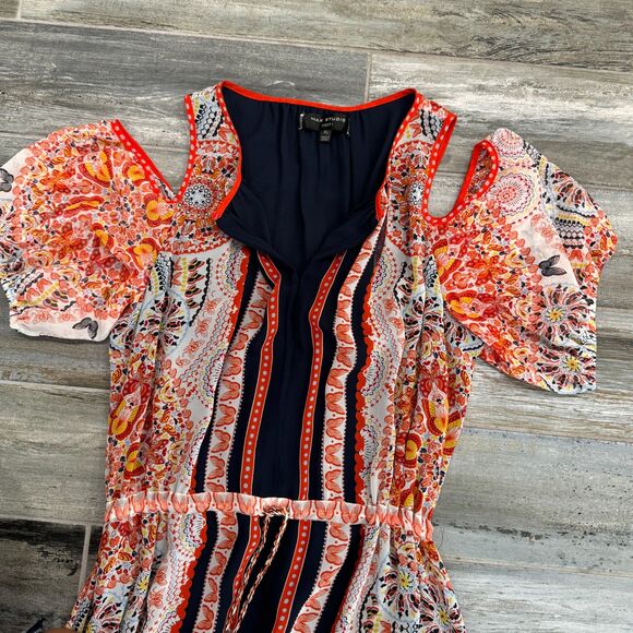 Max Studio Vibrant Red and White Maxi Dress - Picture 6 of 8